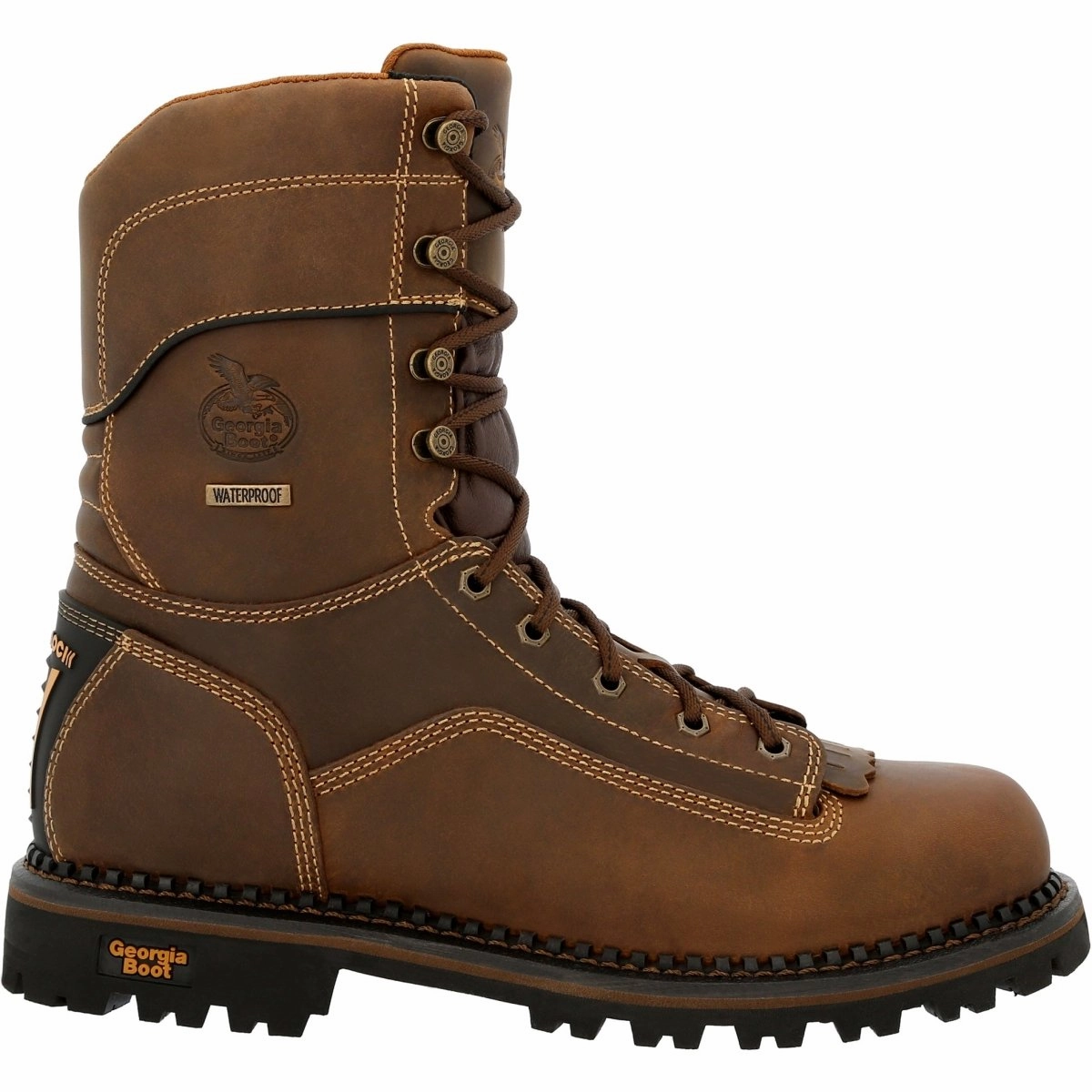 Insulated Snow Trekker Protective Finish Weekend Wanderer Georgia Boot AMP LT Low Heel Logger Composite Toe Waterproof Men's Work Boot Gb00473 In Brown