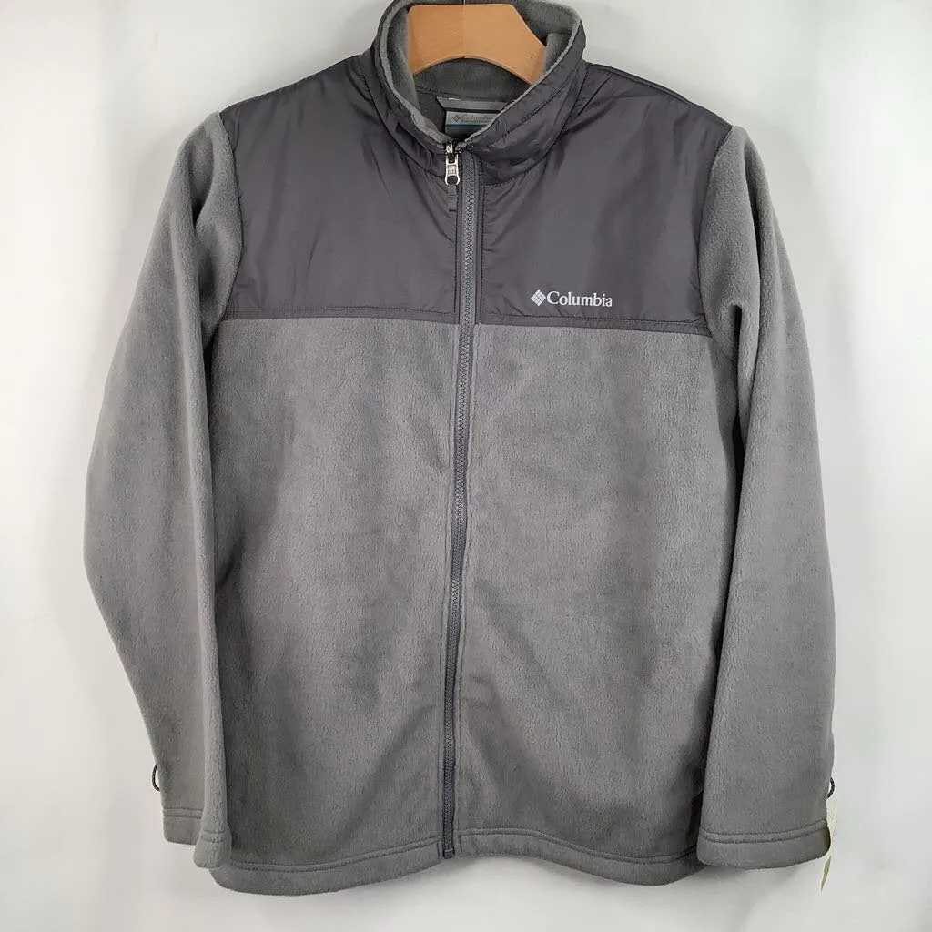 Size 14-16: Columbia Grey Fleece Coat Erasable Stains Treatment Non Bulky Profile