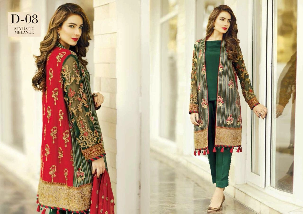 Seasonal Comfort New Mood ORIGINAL Pakistani designer dress by Baroque Embroidered Chiffon Collection STITCHED