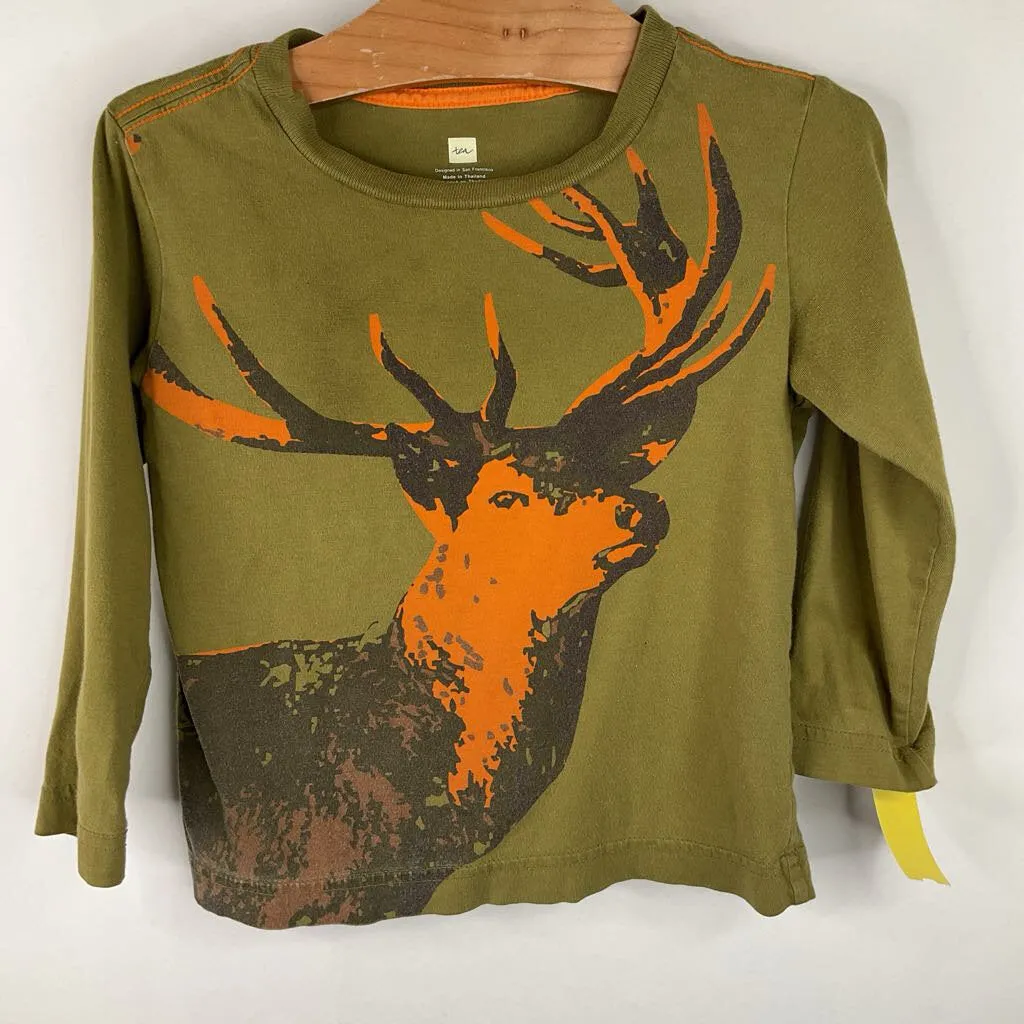 Size 2: Tea Green Elk Long Sleeve Shirt Vacation wear for children Youthful