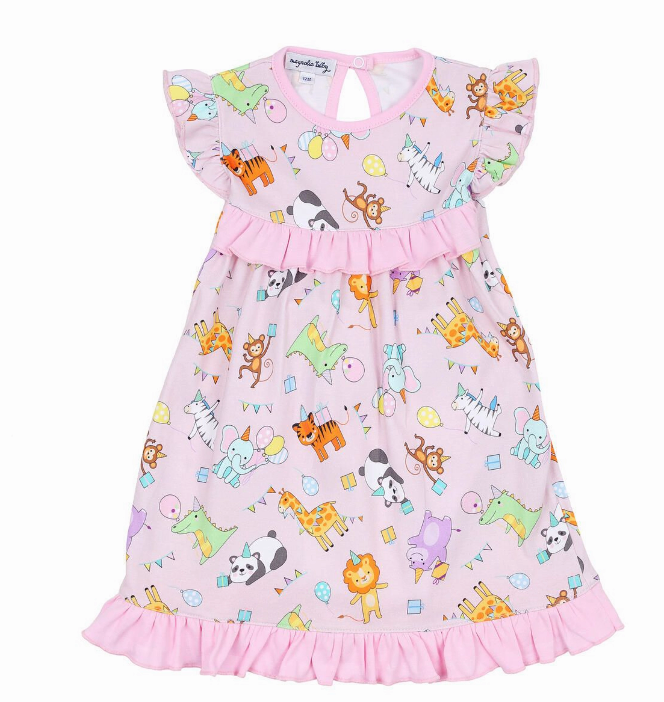 Ice Fit NonIrritatingSeams Cake, Presents, Party Printed Flutters Toddler Dress | Pink