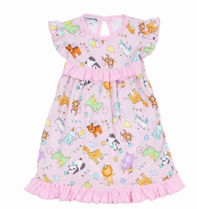 Ice Fit NonIrritatingSeams Cake, Presents, Party Printed Flutters Toddler Dress | Pink