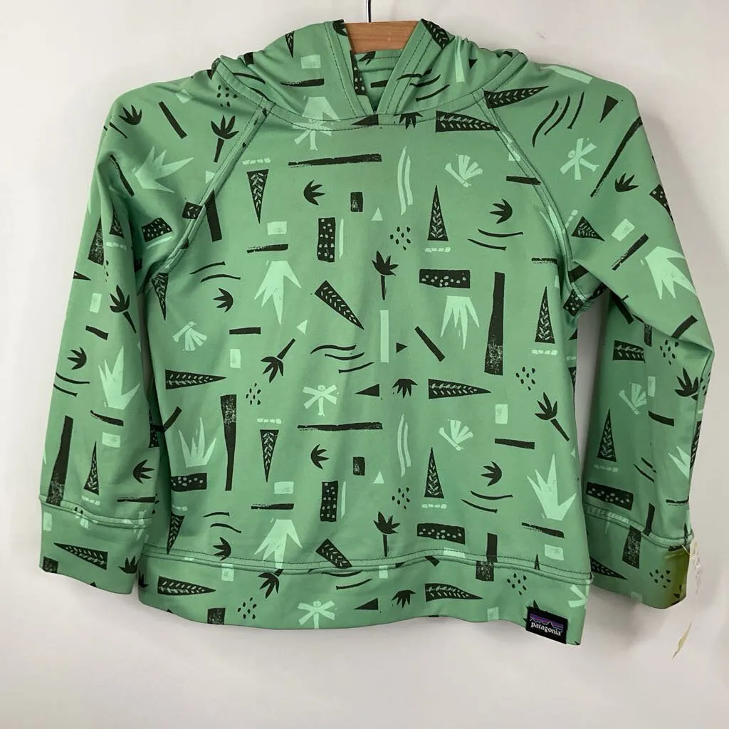 Easter clothes for kids Size 2: Patagonia Green Leaves Hooded Long Sleeve Shirt