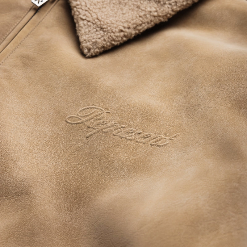 Trendy Hat Represent Shearling Jacket - Cafe