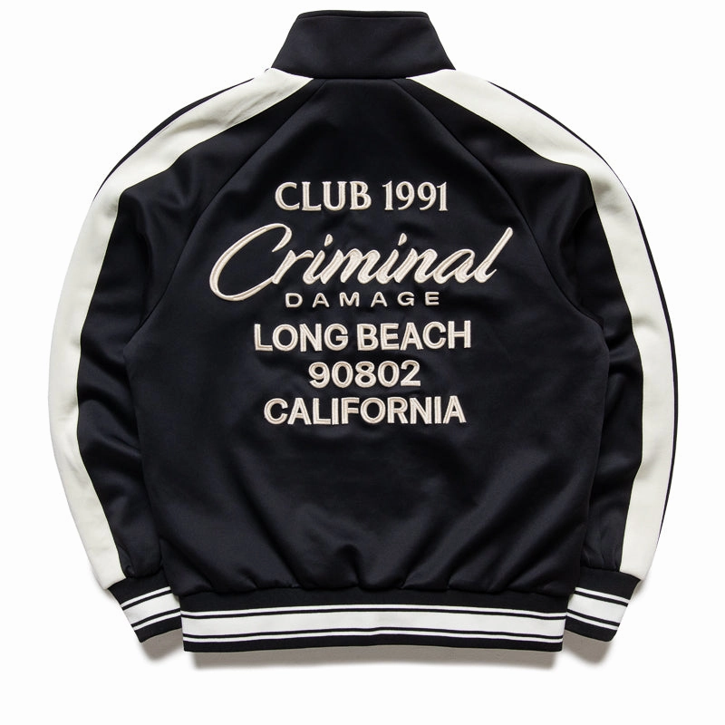 Criminal Damage Pin Tuck Track Top - Black Sunset Scene VentilatedKnit