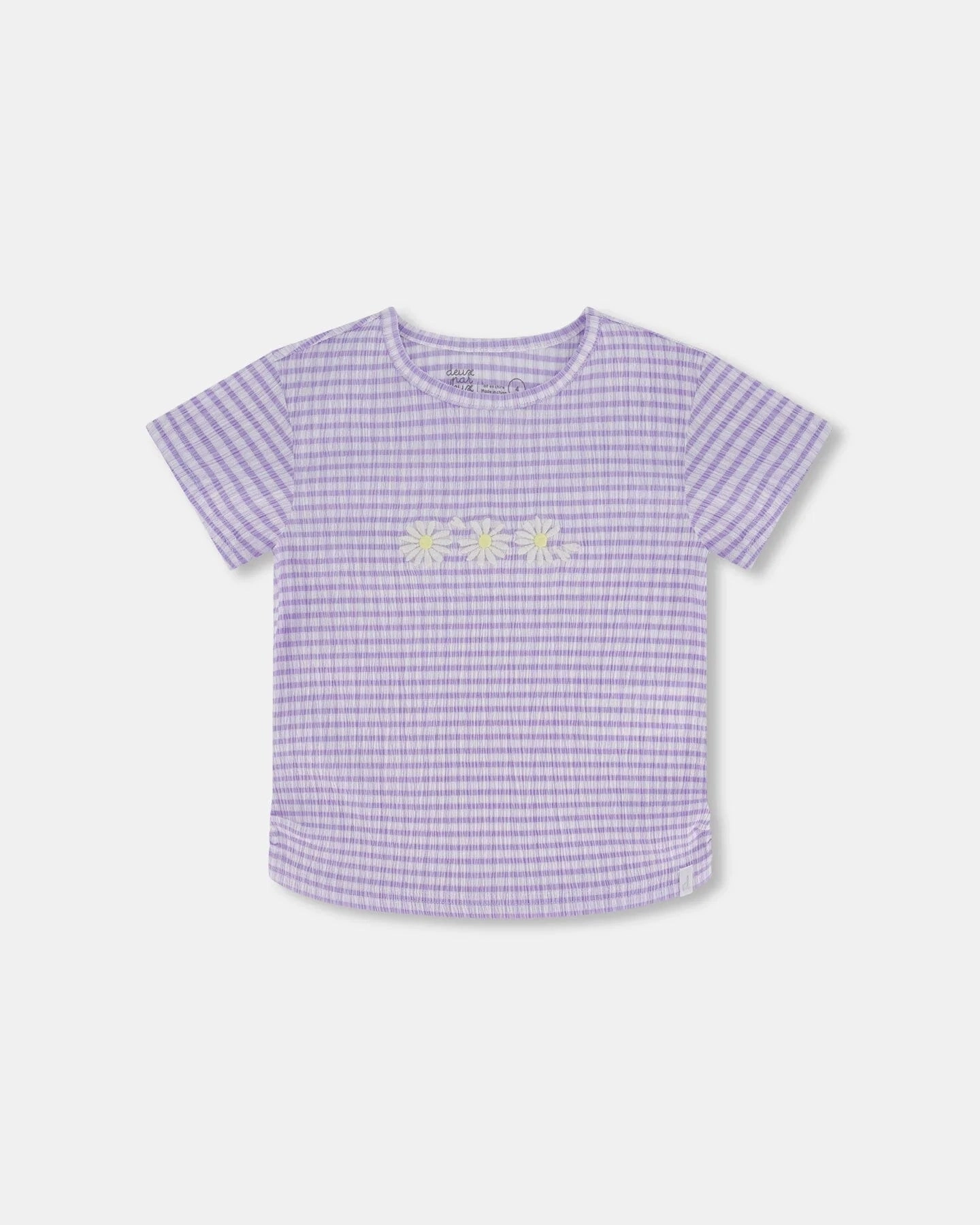 Crinkle Jersey Top with Flower Applique-Lilac EasyCareMaterial