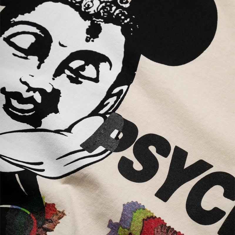 Trendy Tops Lightweight Look CRTFD Allover Print Mash Up Tee - Natural