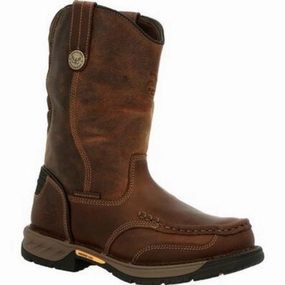 Georgia Boot Athens 360 Men's Steel Toe Waterproof Pull-on Work Boots Gb00442 In Brown Relaxed Vibe
