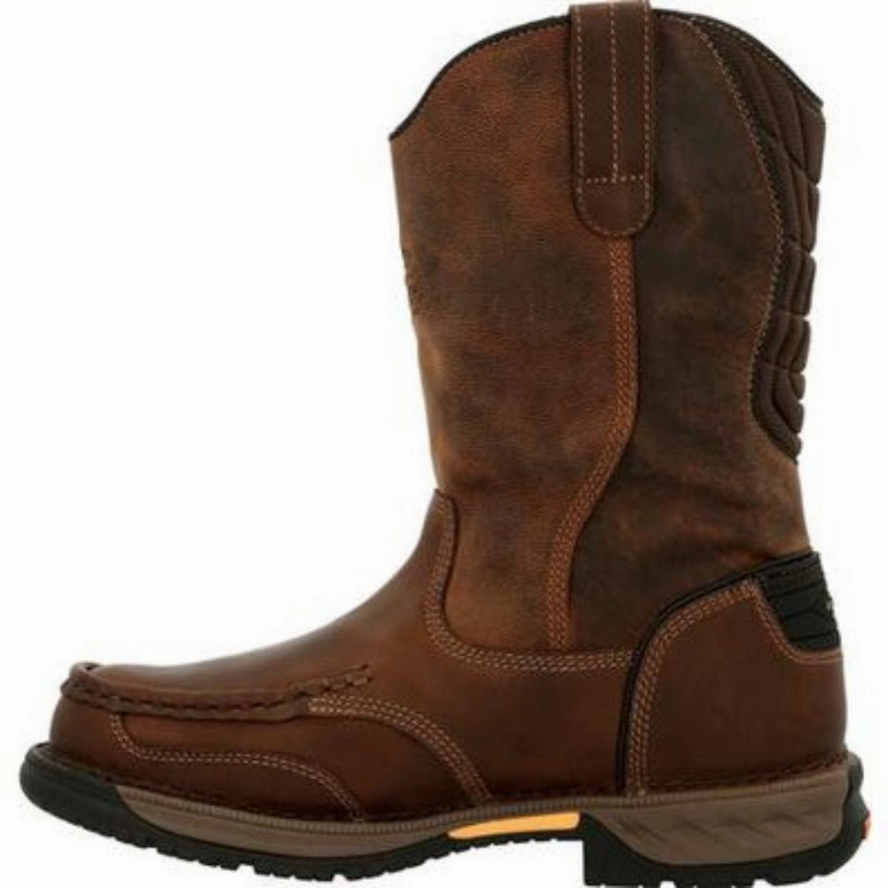 Reinforced Form Weekend Wanderer Georgia Boot Athens 360 Men's Steel Toe Waterproof Pull-on Work Boots Gb00442 In Brown
