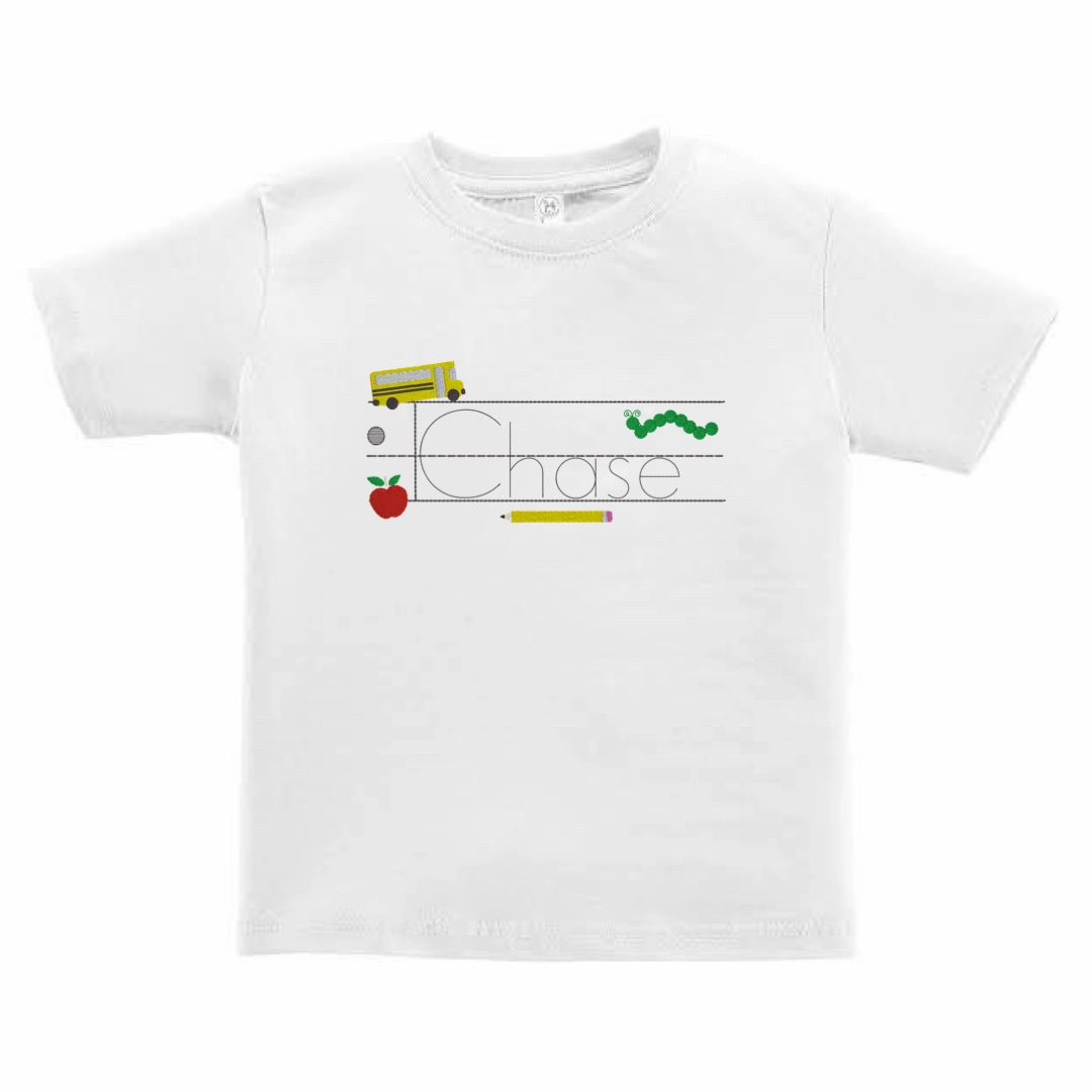 Custom Back To School Embroidery | School Bus Bright Color Legend Glow