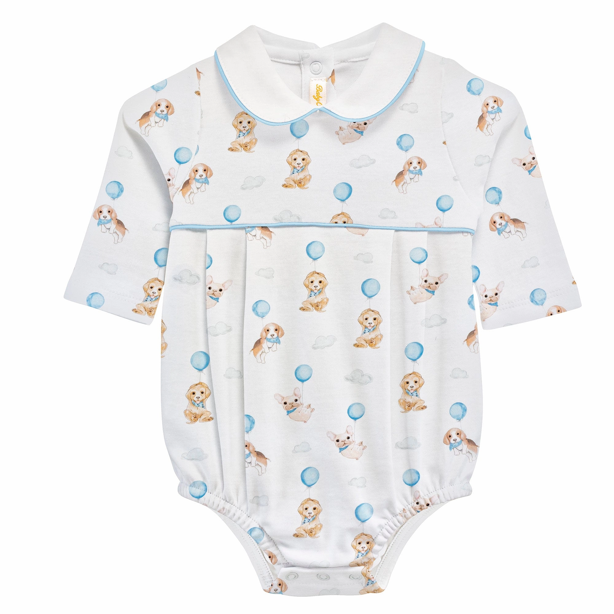 PillingResistant Breezy Design Cuties Puppies Blue Bubble w/ Round Collar