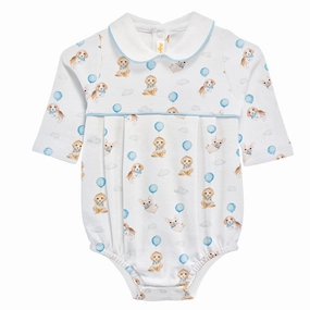 PillingResistant Breezy Design Cuties Puppies Blue Bubble w/ Round Collar