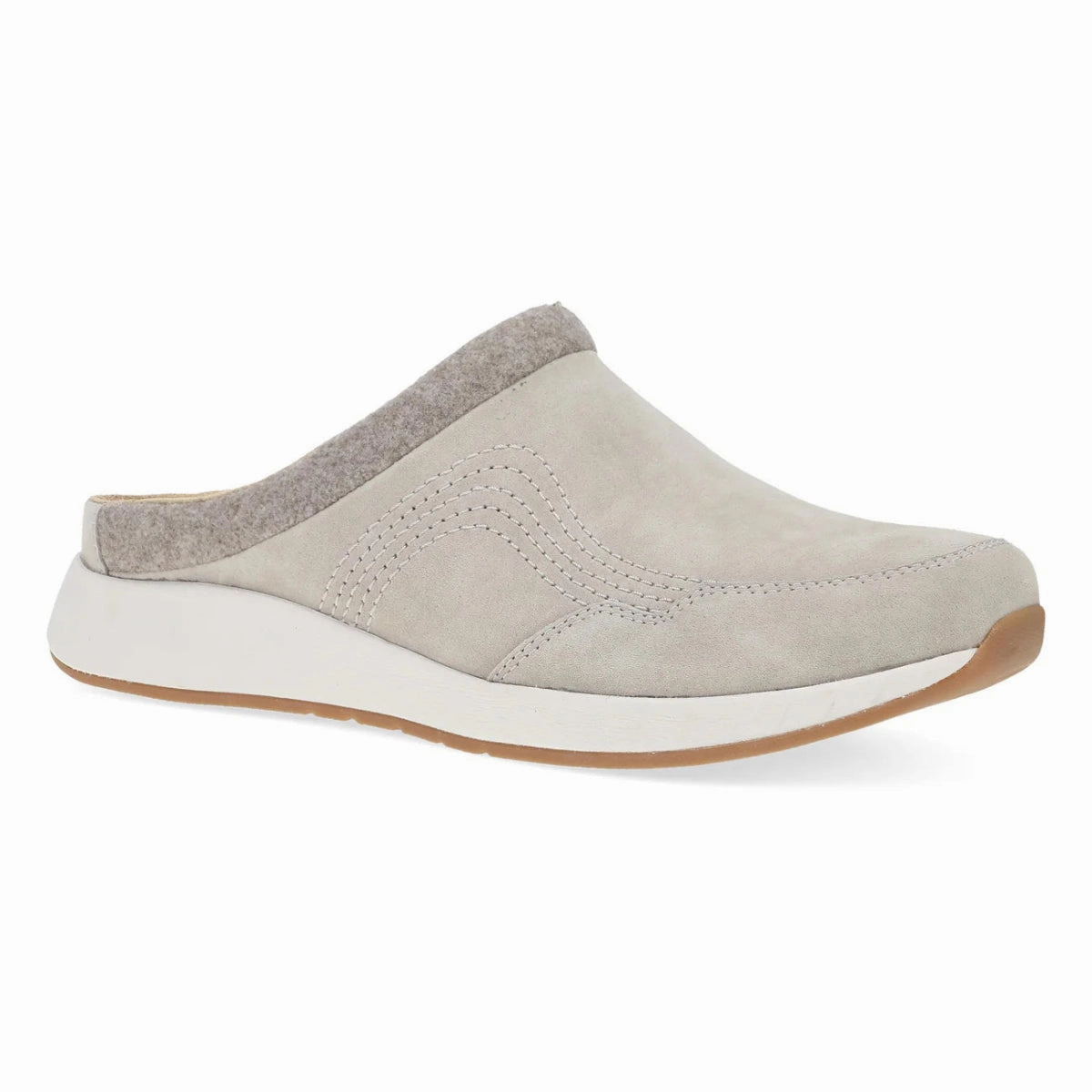 natural motion trail shoes Water Resistant Trail Footwear Dansko Claudia Women's Mule In Stone Suede