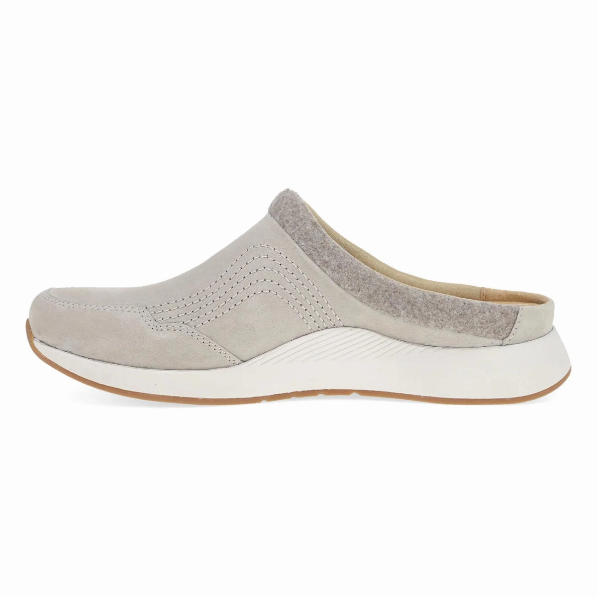 Dansko Claudia Women's Mule In Stone Suede Ergonomic Foot Arch Protective Toeguard