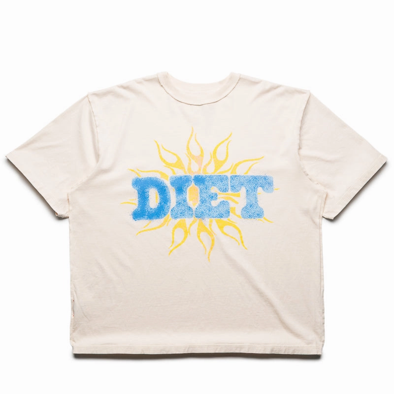 Wild Mood Diet Starts Monday Flame Spray Tee - Cream/Blue