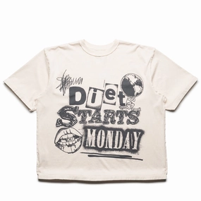 FlexSeamTechnology MultiPanelDesign Diet Starts Monday Spray Paint Tee - Antique White/Black