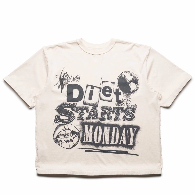 Diet Starts Monday Spray Paint Tee - Antique White/Black Seamless transition
