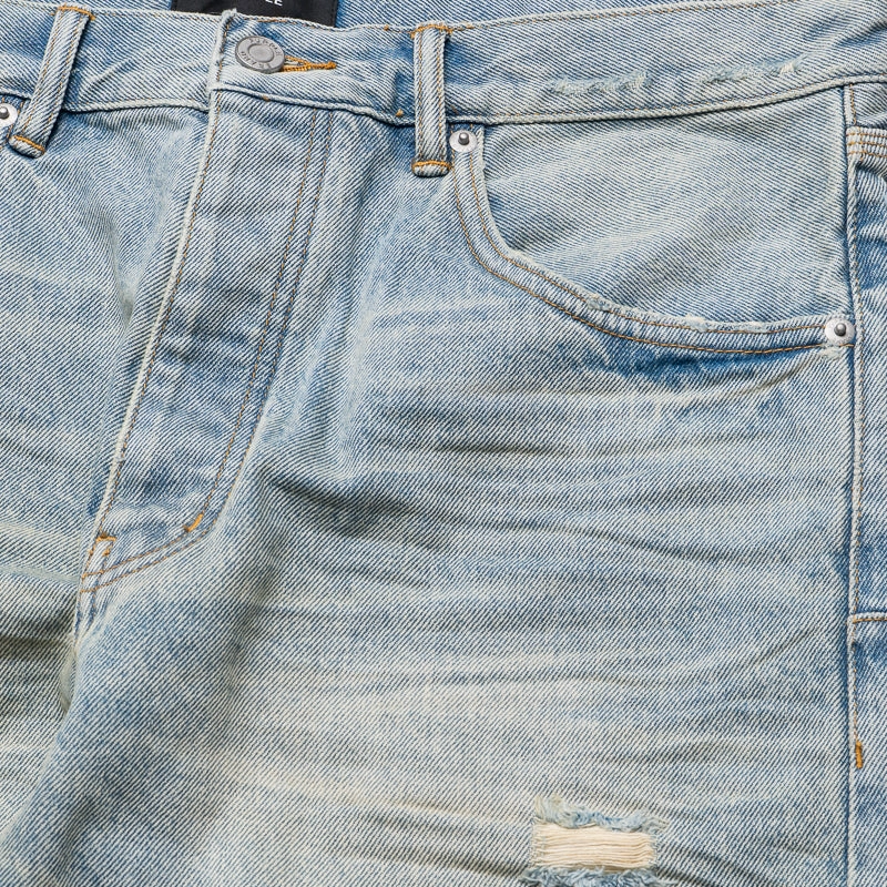 Desert Heat FadeResistant Purple Brand Mid Rise Straight Leg Knee Blowout Jean - Light Indigo