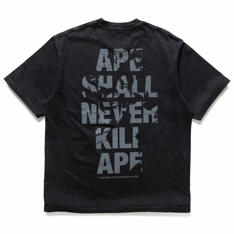 A Bathing Ape Ape Head Heavy Washed Tee - Black Graceful Design