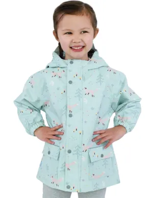 Size 3: Jan & Jul MINTY FOREST Cozy Dry Waterproof Fleece Lined Zip Up Raincoat NEW Urban Outfit Sporty Look