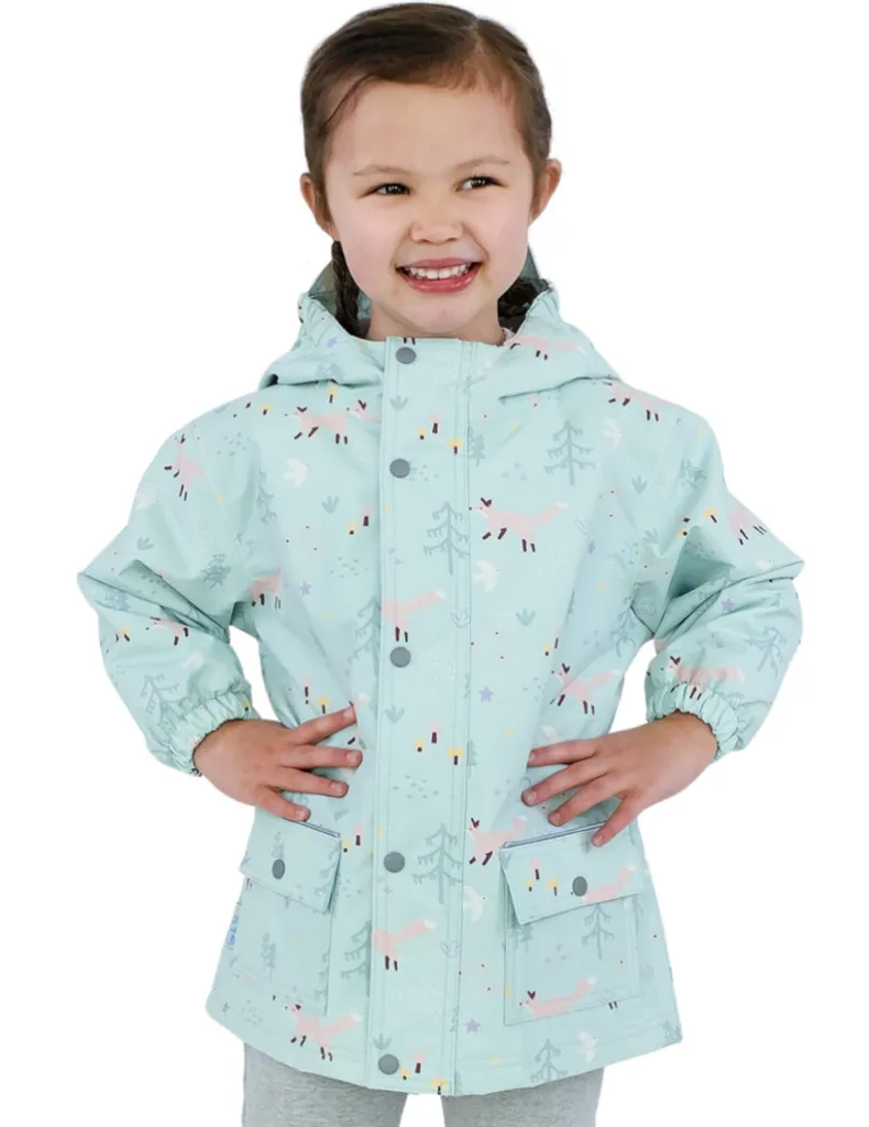 Size 3: Jan & Jul MINTY FOREST Cozy Dry Waterproof Fleece Lined Zip Up Raincoat NEW Urban Outfit Sporty Look