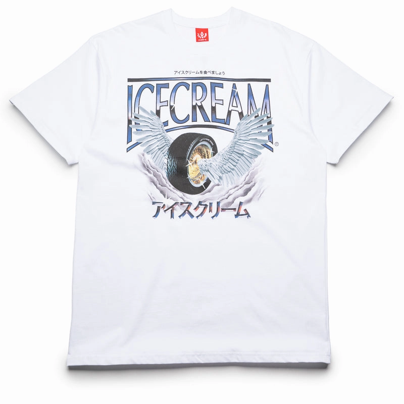 Placket Closure Thick Glow Ice Cream Heaven Tee - White