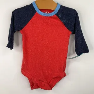 Upcycled park Size 0-3m: Primary Red/Blue Long Sleeve Onesie