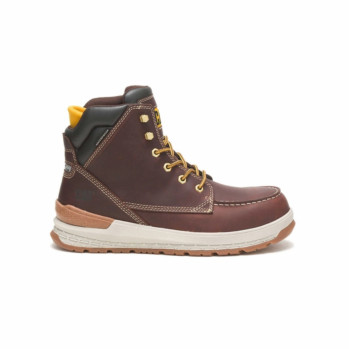 Caterpillar Impact (p91402) Waterproof Carbon Composite Toe Men's Work Boot In Friar Brown Quick Lock Footwear