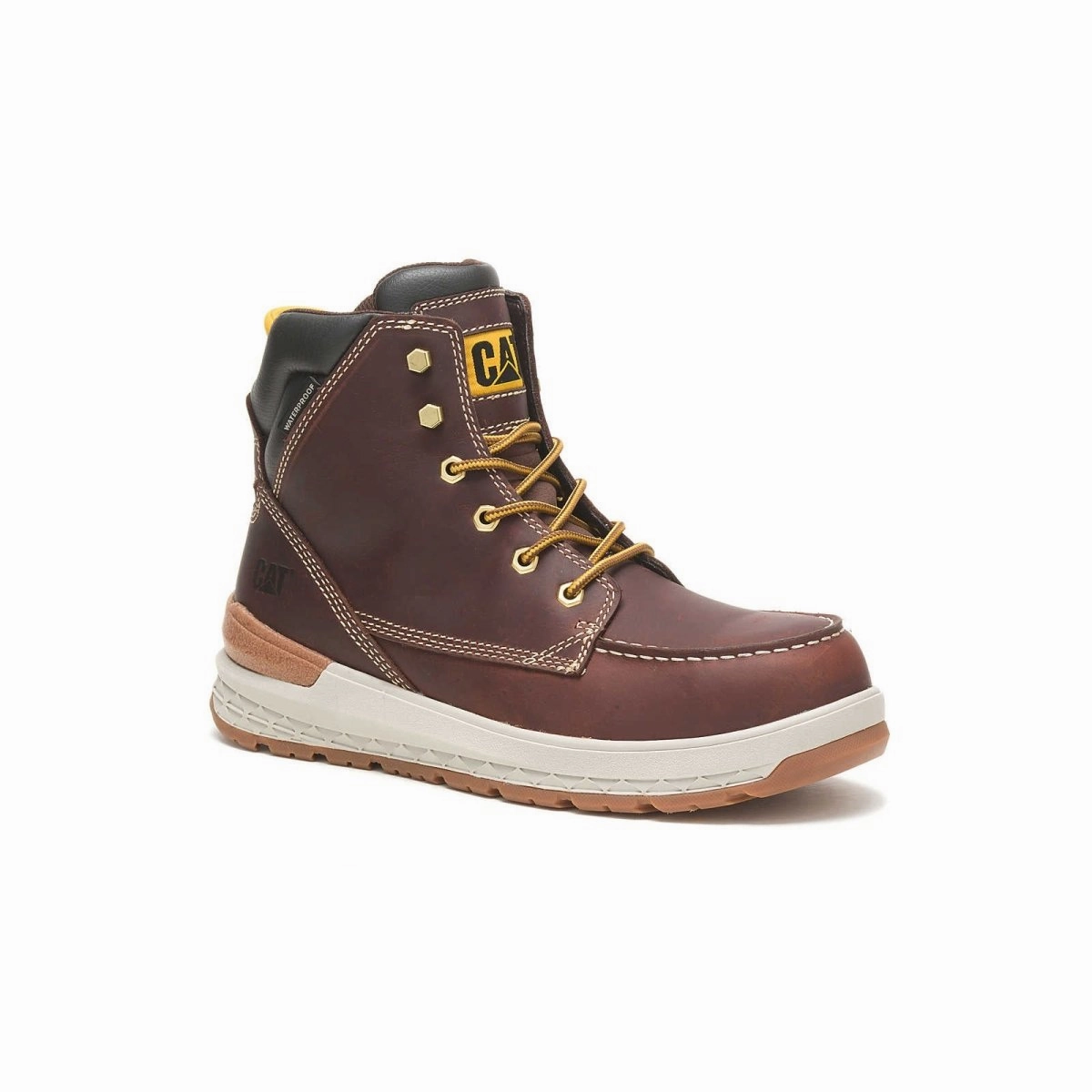 Caterpillar Impact (p91402) Waterproof Carbon Composite Toe Men's Work Boot In Friar Brown Industrial Wear