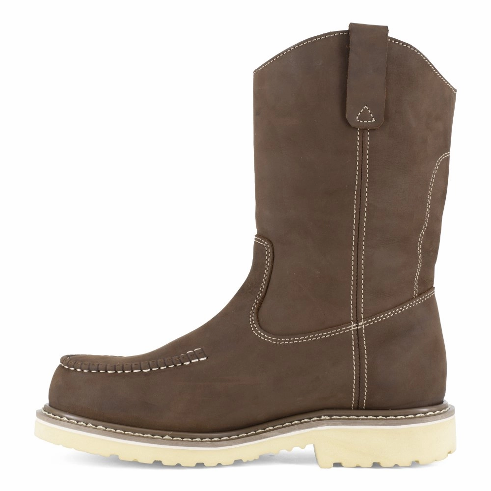 Steel Toe Tough Fit Iron Age 11" Men's Work Boot Pull-on Moc Toe Waterproof Composite Toe Solidifier Ia5093 In Brown