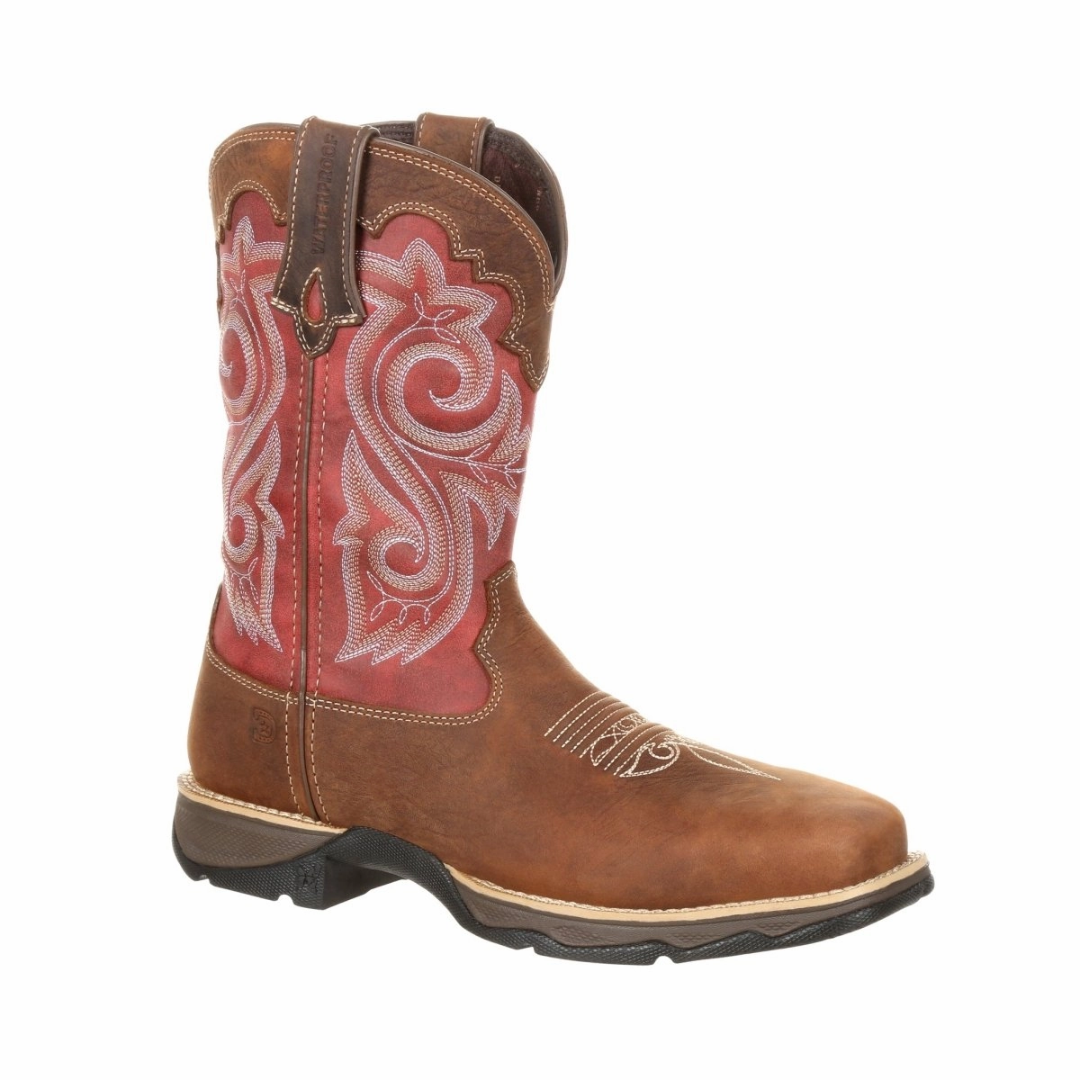 Durango Lady Rebel Women's Waterproof Composite Toe Western Work Boots Drd0220 In Briar Brown And Rusty Red PullOn
