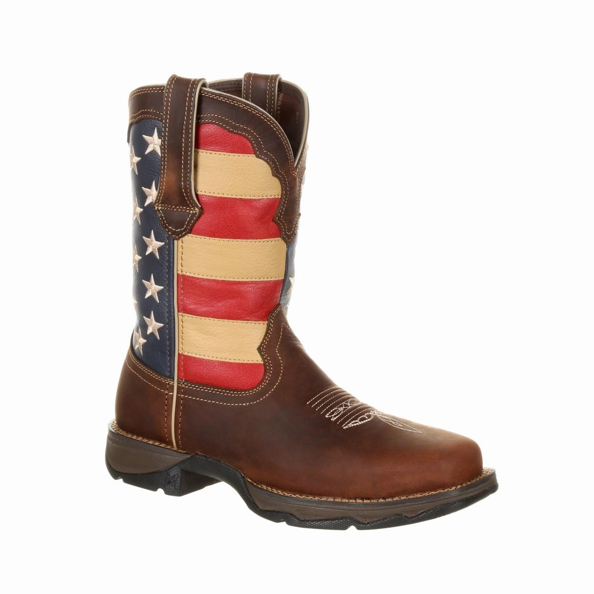Padded Shaft Shock Absorbing Technology Durango Lady Rebel Work Women's Steel Toe Patriotic Flag Work Boots Drd0234 In Brown And Union Flag