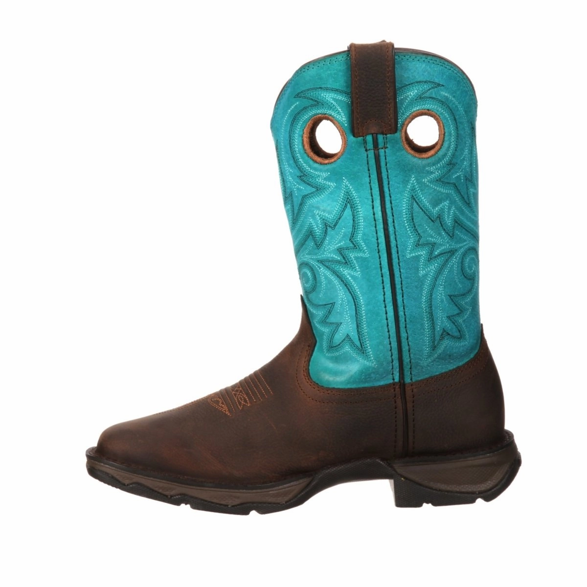 Square Toe Durango Lady Rebel Work Women's Steel Toe Western Boots Dwrd022 In Brown Turquoise