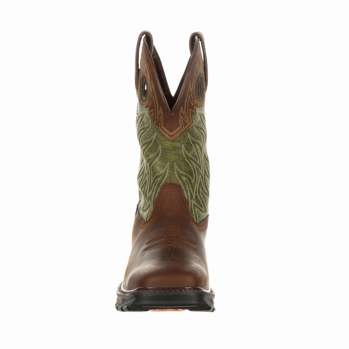 Durango Maverick Xp Men's 11" Waterproof Western Work Boots Ddb0177 In Oiled Brown And Forest Green Impact absorption