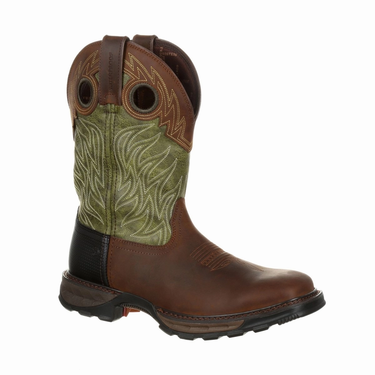 Durango Maverick Xp Men's 11" Waterproof Western Work Boots Ddb0177 In Oiled Brown And Forest Green slip-resistant Extreme Conditions Footwear