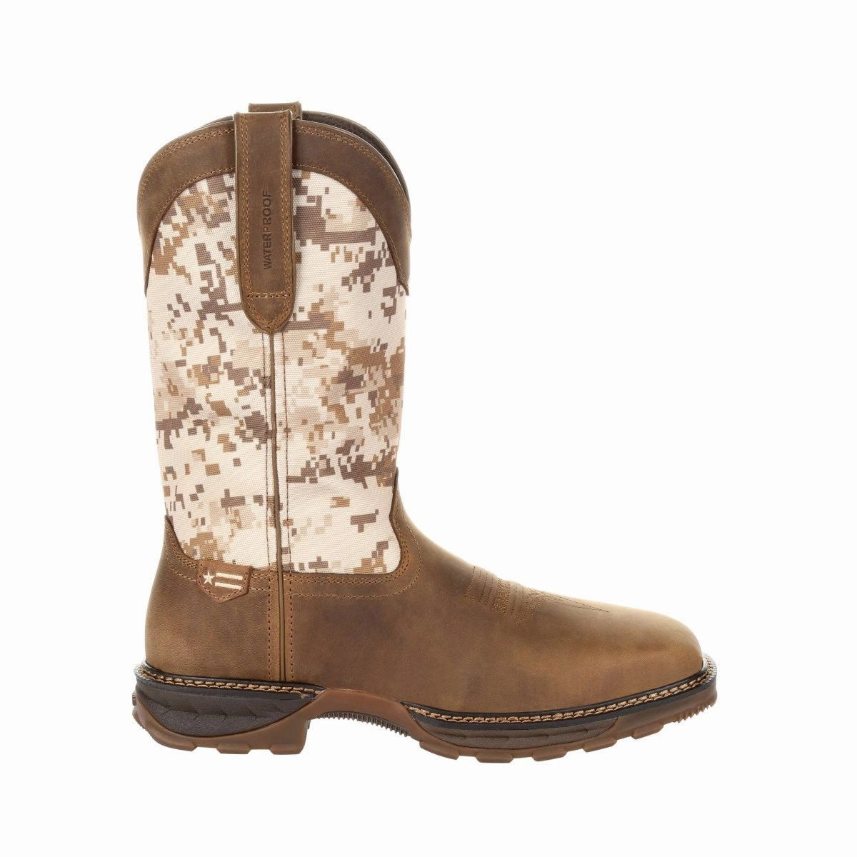 Durango Maverick Xp Men's Steel Toe Waterproof Western Work Boots Ddb0207 In Dusty Brown And Desert Camo Heavy Duty Traction Durable Footwear