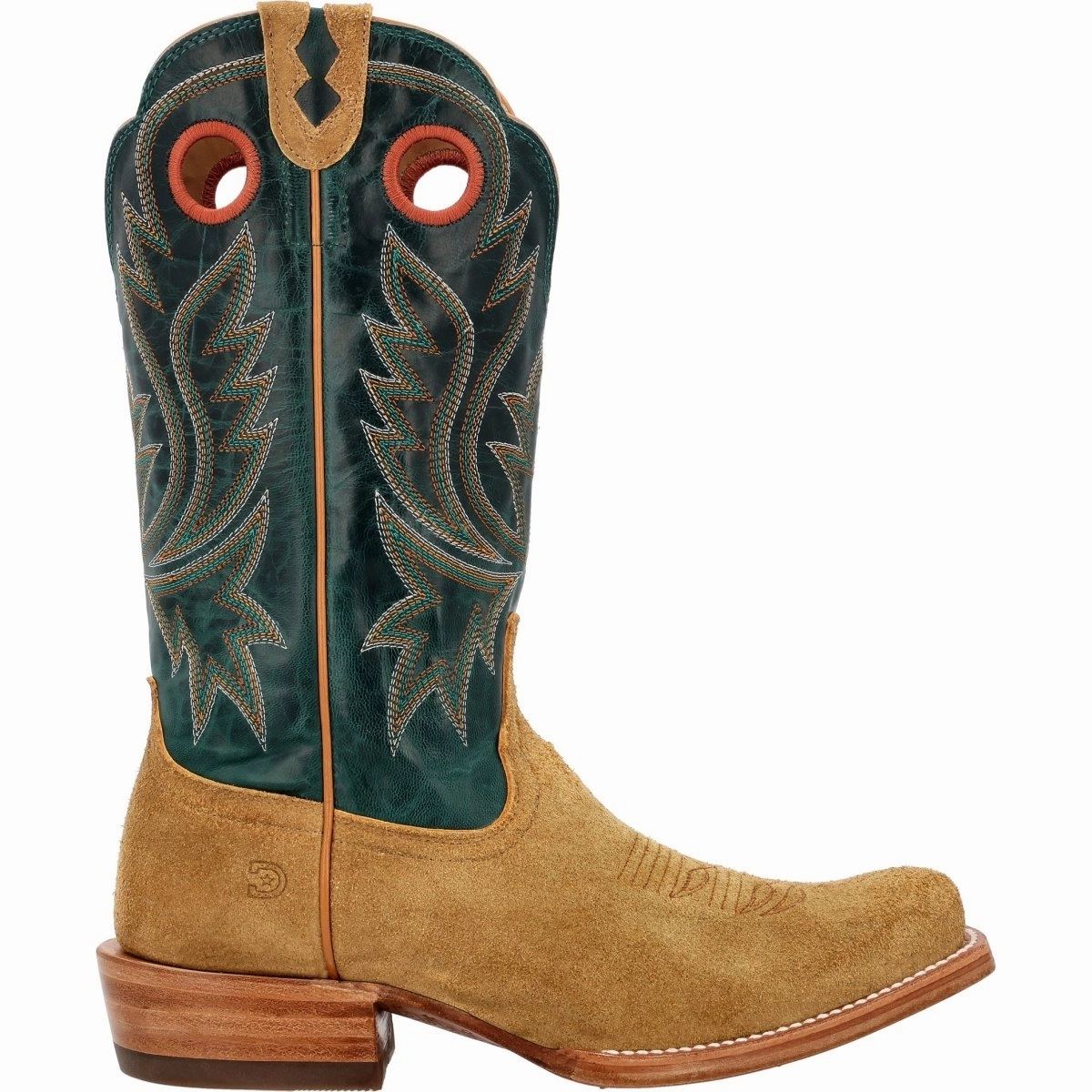 Durango? Men's PRCA Collection Roughout Western Boot DDB0465 In Goldenrod And Deep Teal Social Butterfly Elastic Ankle