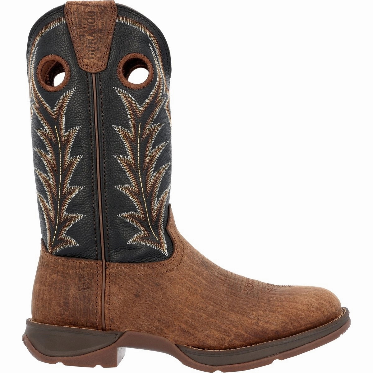 Durango Rebel Men's Pull-on Western 12" Work Boots Ddb0428 In Oak Bark And Midnight Ultimate Protection Weatherproof Design