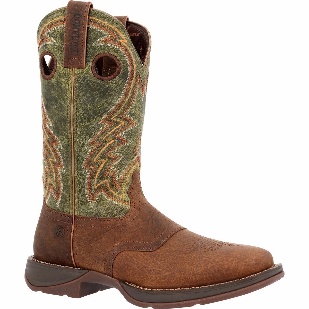 Durango Rebel Men's Western Boots Ddb0390 In Dark Chestnut And Hunter Green Stabilized Sole