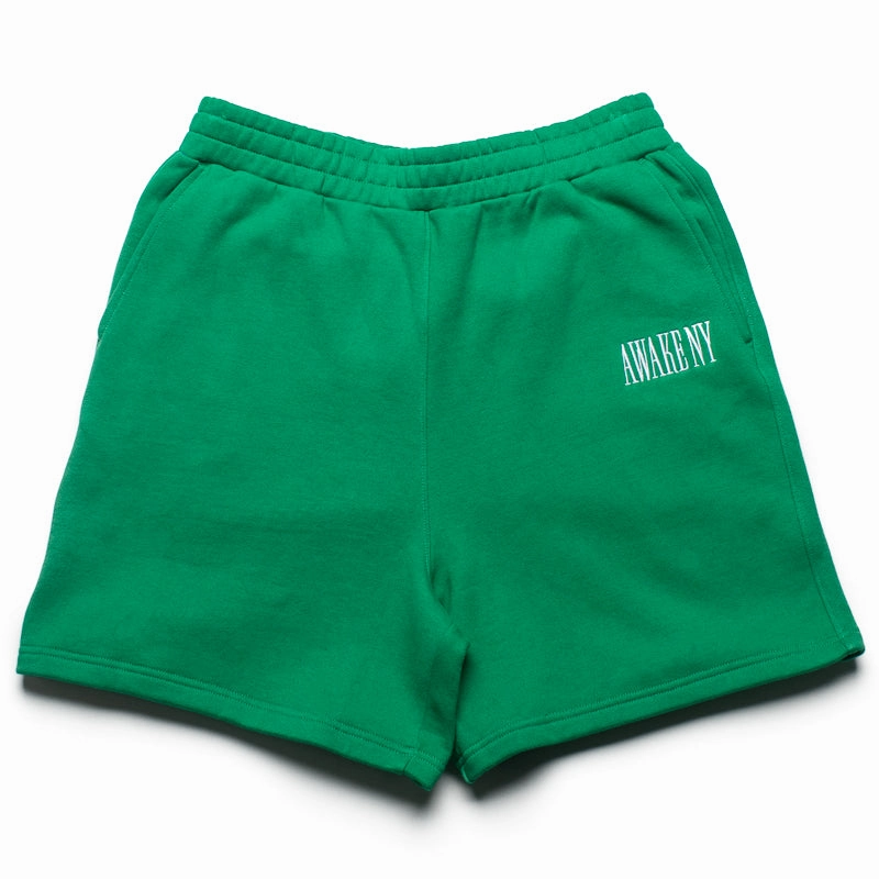 Awake NY Spire Logo Embroidered Sweatshorts - Green Trendy Outerwear DoubleStitched