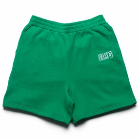Awake NY Spire Logo Embroidered Sweatshorts - Green Trendy Outerwear DoubleStitched