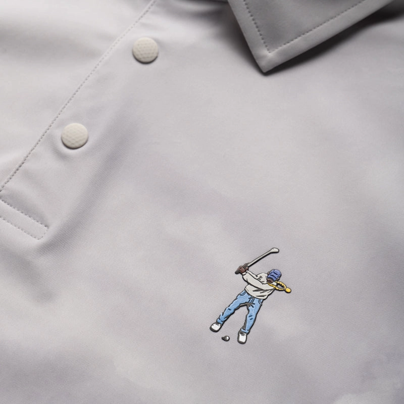 HypoallergenicYarn Eastside Golf Canvas Print Snap Placket Polo - Cool Grey Tonal