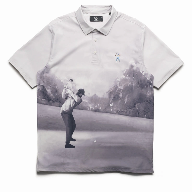 Eastside Golf Canvas Print Snap Placket Polo - Cool Grey Tonal Chic Edge Group Mood