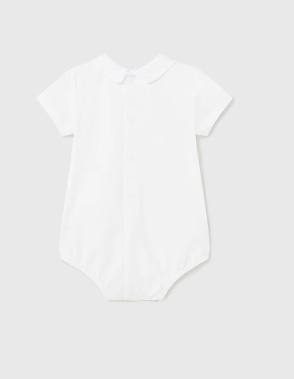 HighCollared Design White Pointed Collar Bodysuit