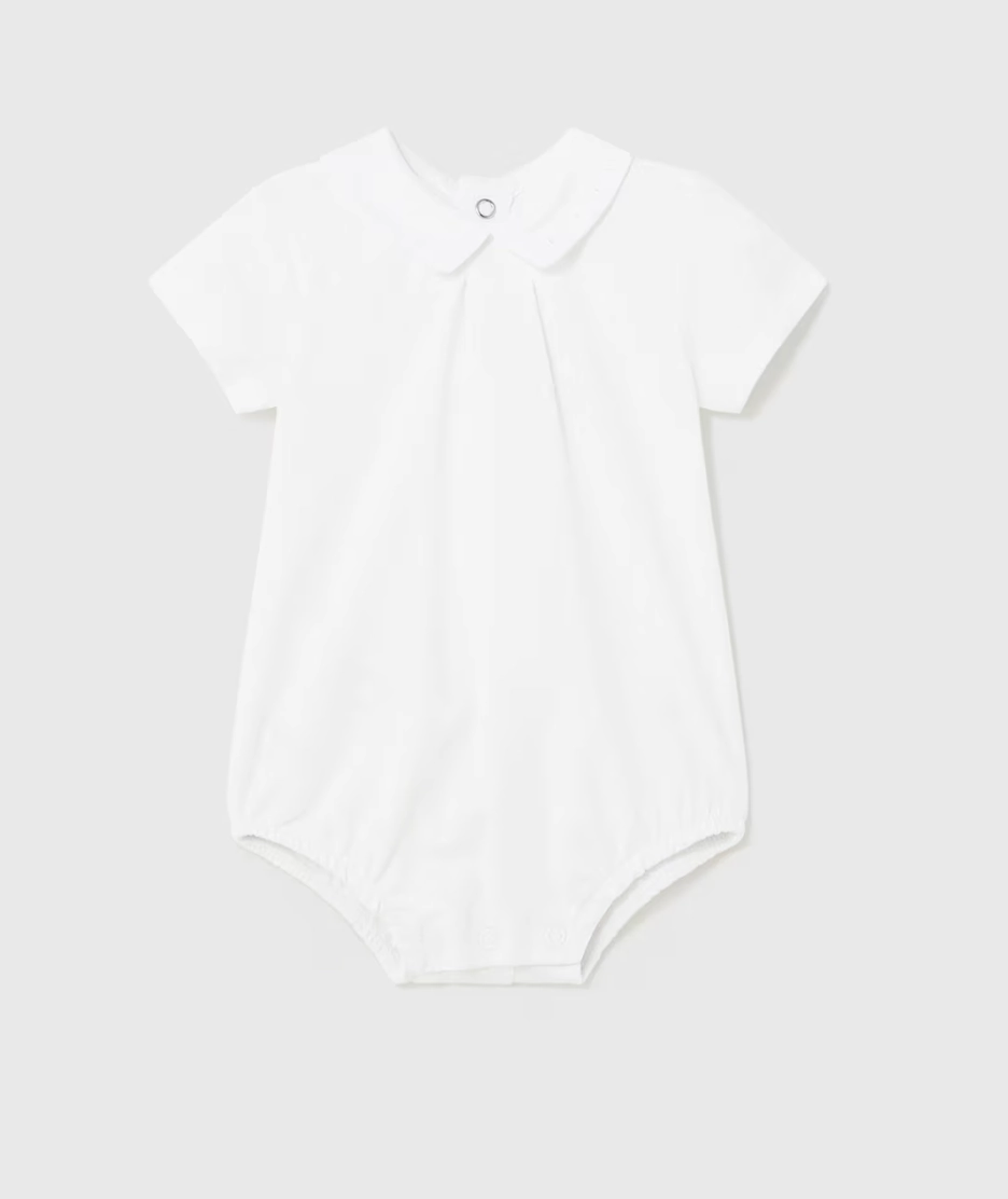 World Edge White Pointed Collar Bodysuit