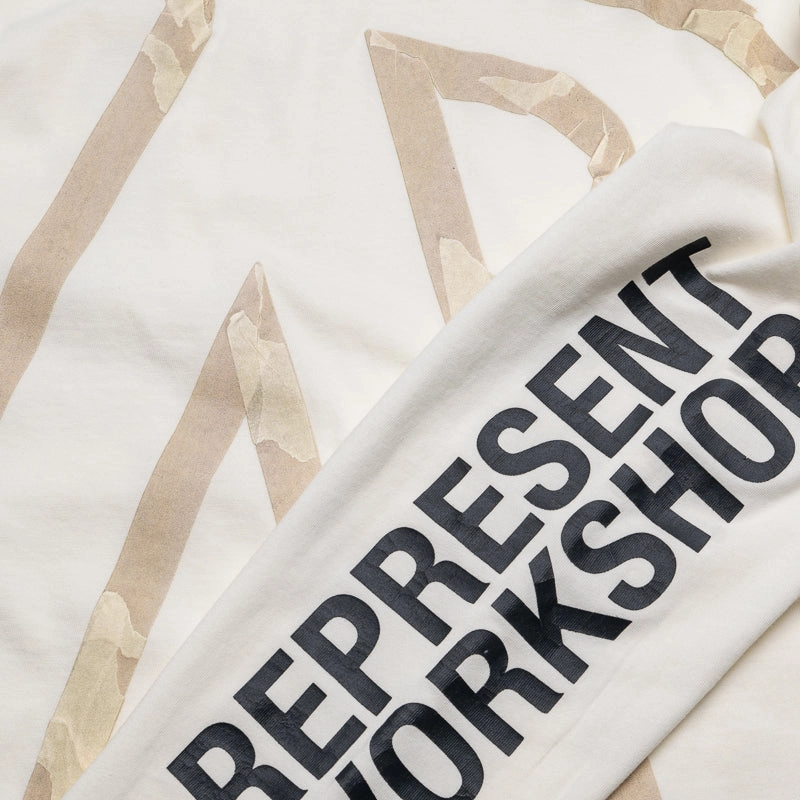 Represent Masking Tape Initial L/S Tee - Flat White Stylish accessories MultiPurposePockets