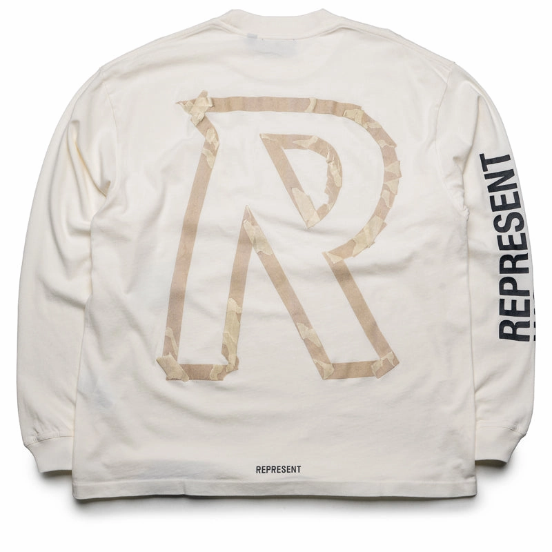ShapeRetentionCloth Represent Masking Tape Initial L/S Tee - Flat White