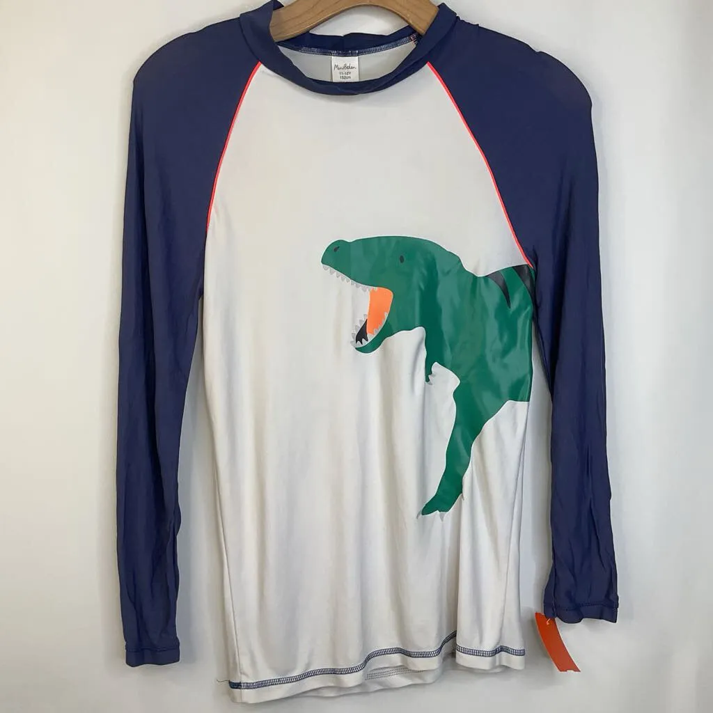 Chiffon Size 11-12: Boden Blue/White Green T-Rex Rash Guard Swim Shirt