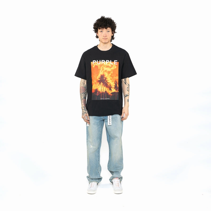 Purple Brand Mid Rise Straight Leg Basalt Distressed Jean - Light Indigo TemperatureRegulating Vision Glow