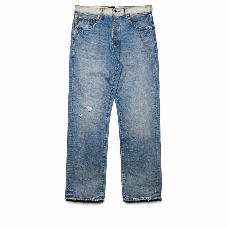 Reinforced Hem Classic Jeans Purple Brand Mid Rise Straight Leg Basalt Distressed Jean - Light Indigo